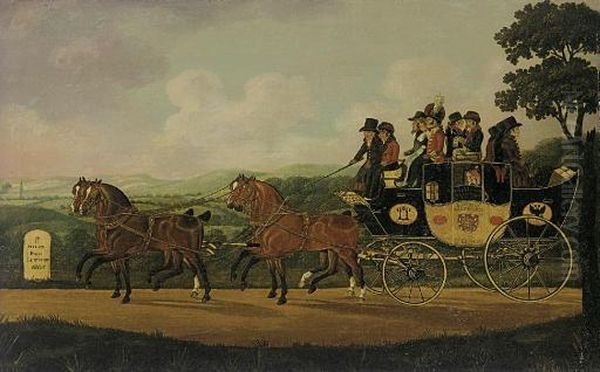 Messrs Clinch & Clark's London-portsmouth And Gosport Coach Oil Painting by John Cordrey