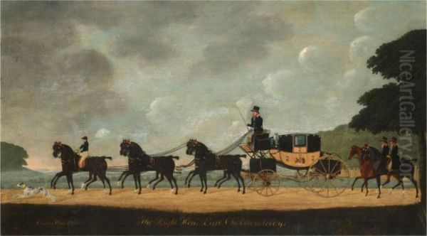 The Coach And Horses Of George James, Earl Of Cholmondeley (1749-1827) Oil Painting by John Cordrey