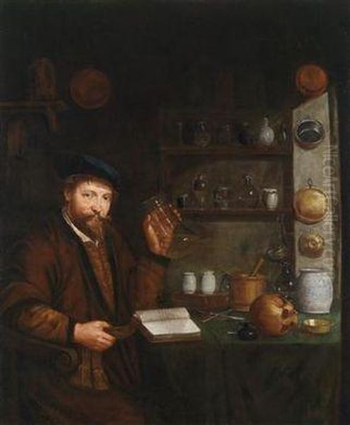 A Physician In His Study Oil Painting by Joannes Cordua