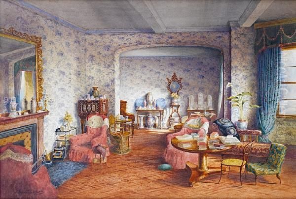 Drawing Room Of The Old Family Austen House, Sevenoaks by Charles Essenhigh Corke