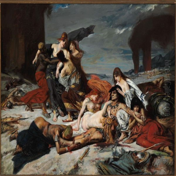 La Mort De Ravana Oil Painting by Fernand-Anne Piestre Cormon