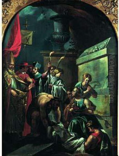 La Mise Au Tombeau De Saint Poncien Oil Painting by Jean-Baptiste Corneille