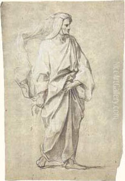 Etude De Personnage Drape Debout Oil Painting by Jean-Baptiste Corneille