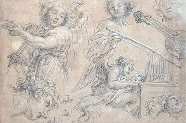 Etudes D'anges Musiciens Oil Painting by Jean-Baptiste Corneille