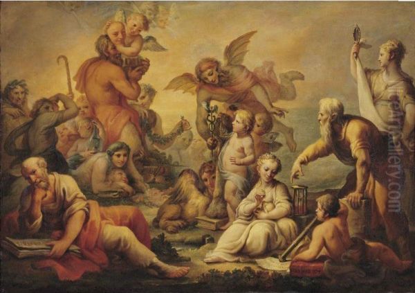 Allegory Of Virtue And Vice Oil Painting by Francesco Corneliani