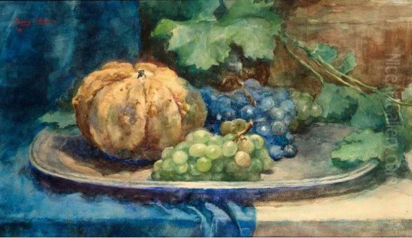 A Still Life With Grapes And A Pumpkin Oil Painting by Cornelie Josephine Wilhelmina Slager