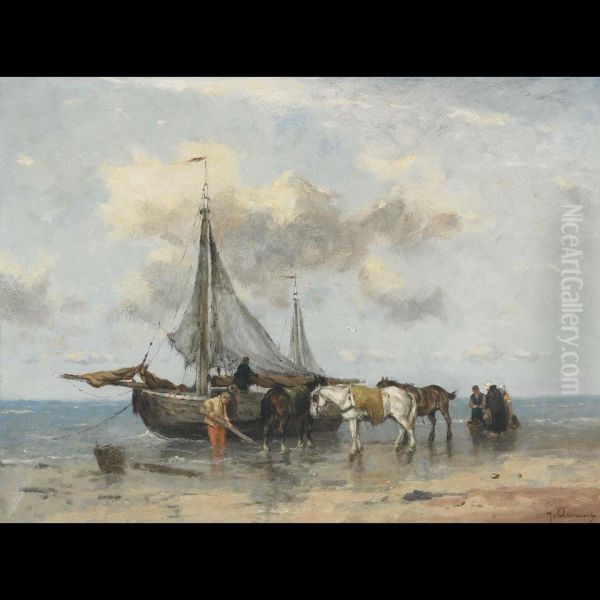 Shell Fishers Oil Painting by John Frederick Cornelis