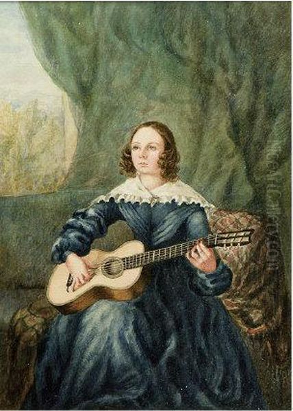 Young Guitar Player Oil Painting by Maria Cornelissen