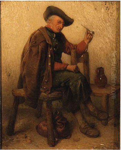 A Good Smoke Oil Painting by Jacobus Ludovicus Cornet