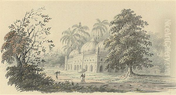 A Mosque Near Calcutta Oil Painting by Hubert Cornish