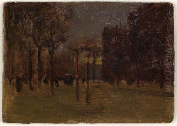 Winter Twilight, Central Park South Oil Painting by Paul Cornoyer