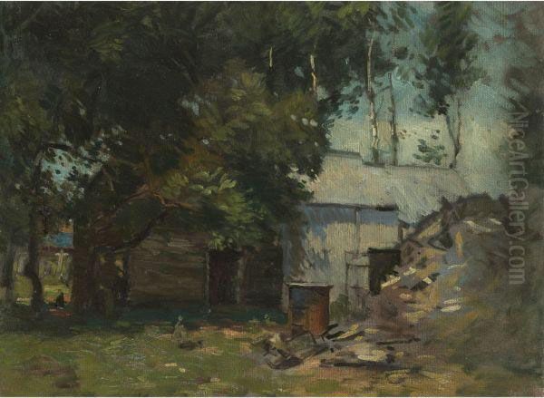 Barn In Summer Oil Painting by Paul Cornoyer