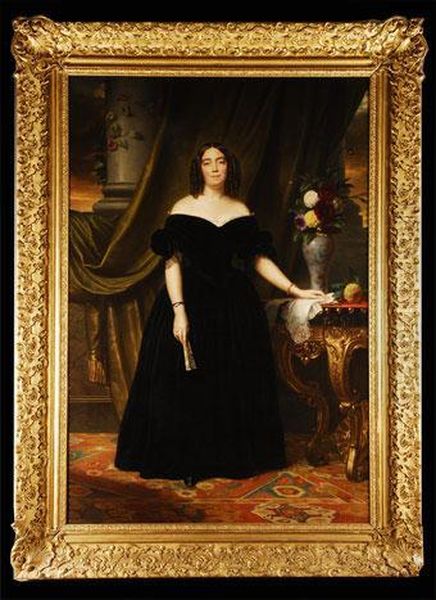 Retrato De La Marquesa De Casa Riera, De Cuerpo Entero Oil Painting by Sebastien Cornu