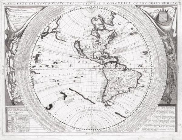 Planisfero Del Mondo Nuovo Oil Painting by P. Vincenzo Maria Coronelli