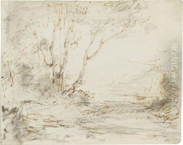 Landscape Sketch Oil Painting by Jean-Baptiste-Camille Corot