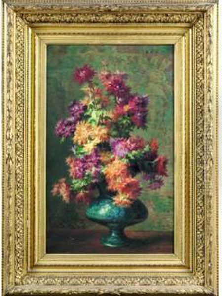 Dahlias Au Vase Oil Painting by Charles Etienne Corpet