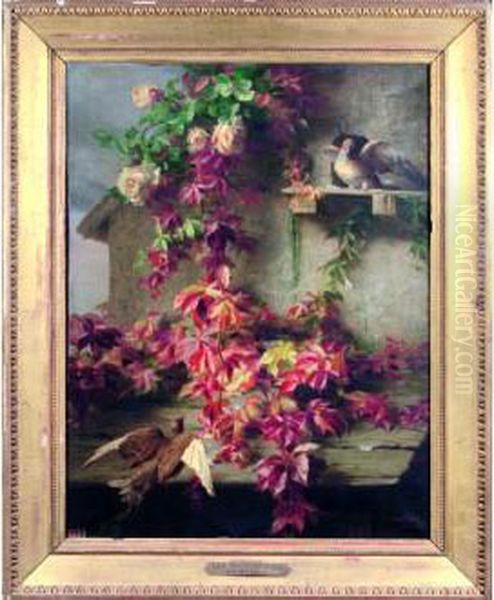 Les Deux Pigeons Oil Painting by Charles Etienne Corpet