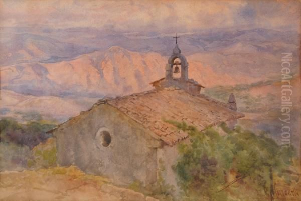 Campagna Con Chiesa Oil Painting by R. Corradetti