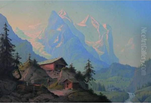 Paysage De Montagnes Oil Painting by Konrad Corradi