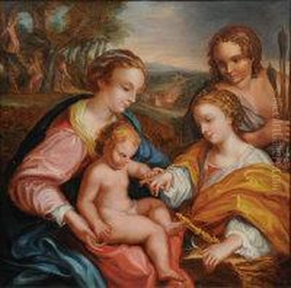 The Mystical Marriage Of Saint Catherine Of Alexandria Oil Painting by Correggio, (Antonio Allegri)