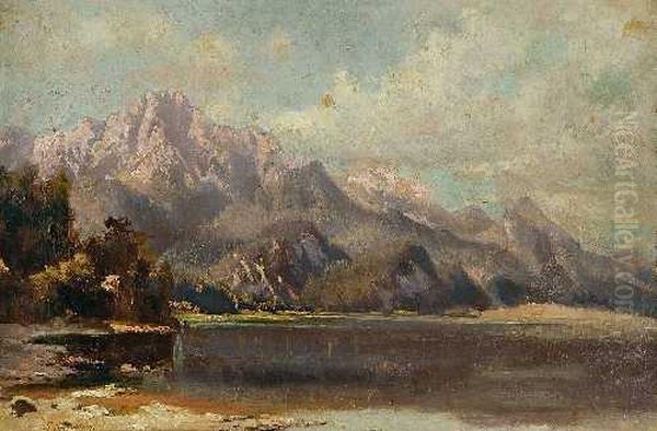 Gebirgssee Oil Painting by Ludwig Correggio