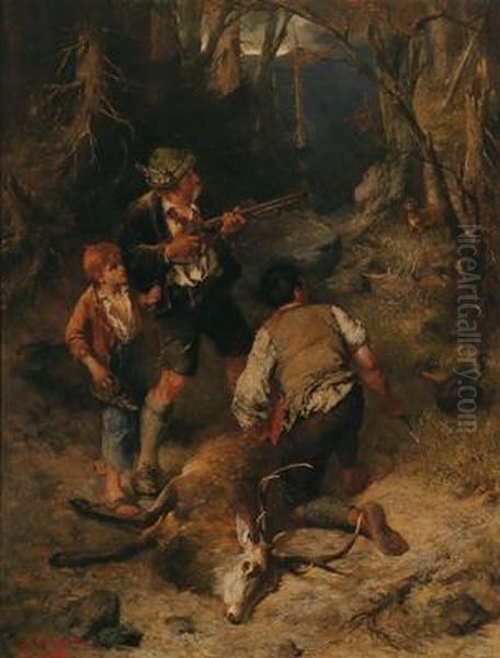 Poachers Caught In The Act Oil Painting by Max Correggio