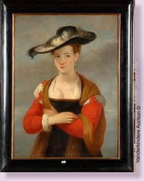 Portrait De Helene Fourment Oil Painting by Jozef Cornelius Correns