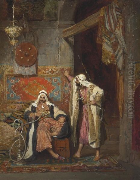 An Idle Conversation Oil Painting by Arnoldo Corrodi