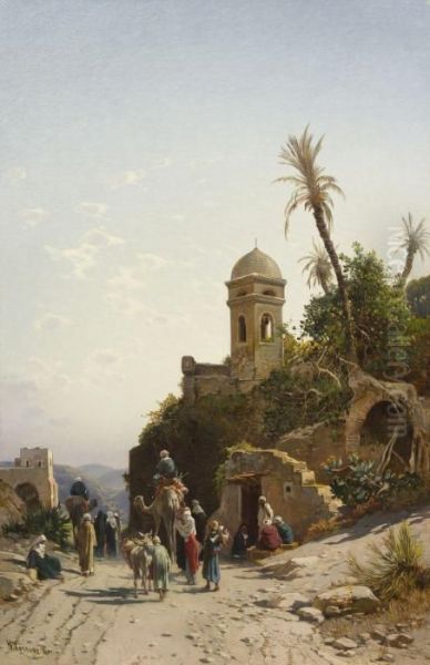 Voyage Through The Ruins Oil Painting by Hermann David Salomon Corrodi