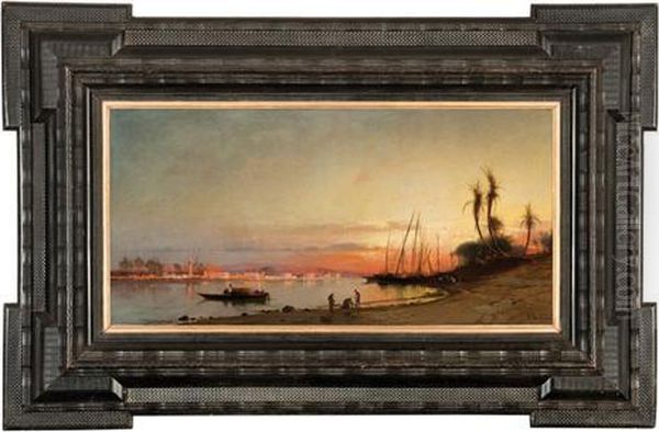 Cairo From The Nile River Oil Painting by Hermann David Salomon Corrodi