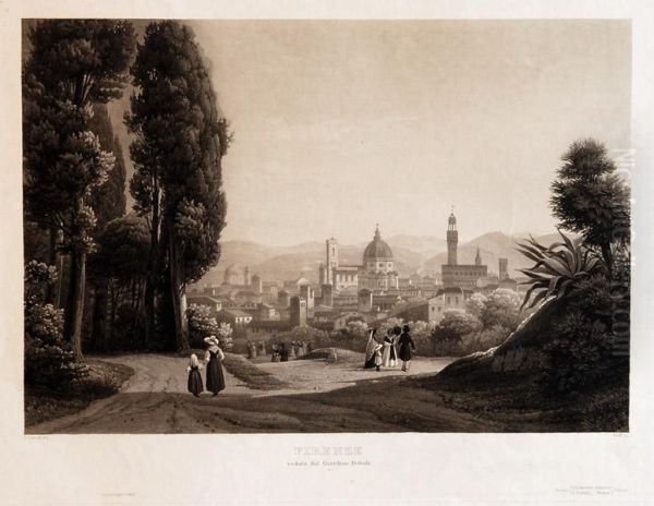 Firenze Veduta Dal Giardinoboboli Oil Painting by Salomon Corrodi