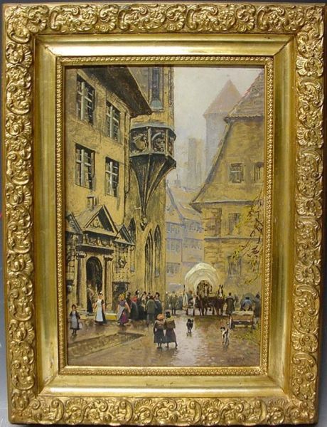 Blick In Eine Belebte Altstadt Oil Painting by Walter Corsep