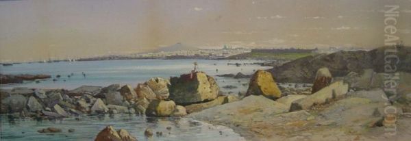 Vista De La Ciudad De Montevideo Y Cerro Oil Painting by Carlos Corsetti