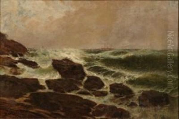 Marina Oil Painting by Giacinto Corsi Di Bognasco