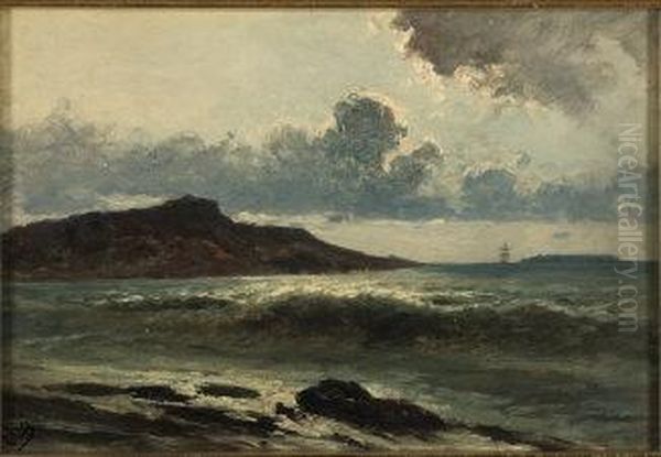 Marina Oil Painting by Giacinto Corsi Di Bognasco