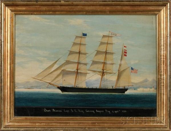 Bark Mimosa Capt. G.c. King, 
Entering Smyrna Bay Oil Painting by Raffael Corsini