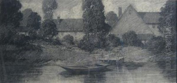 House On The River Oil Painting by Charles Schell Corson