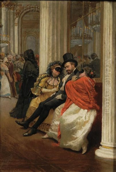 A Corner At The Opera... Oil Painting by Oreste Cortazzo