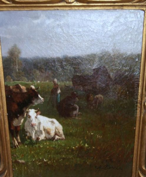 Vaches Au Pre Oil Painting by Antonio Cordero Cortes