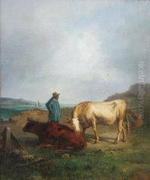 Cattle And Sheep Oil Painting by Antonio Cordero Cortes