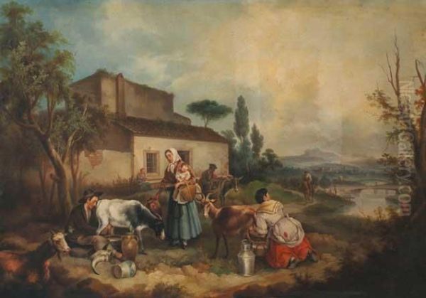 Granja Oil Painting by Andres Cortes Yaguilar