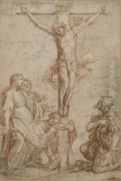 The Crucifixion Oil Painting by Guglielmo Cortese Il Borgognone