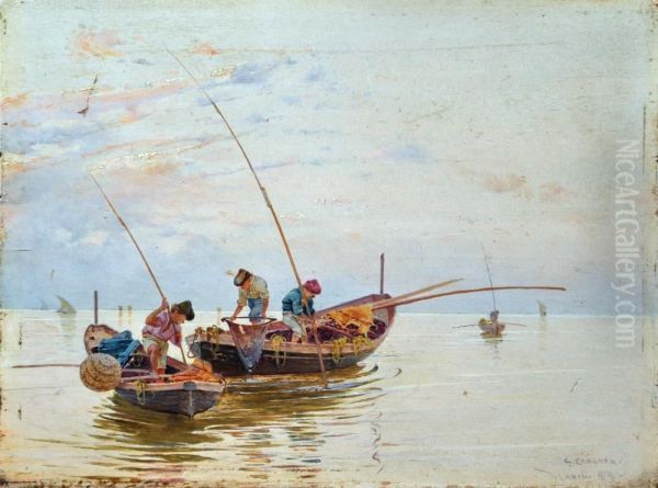 Pescatori Oil Painting by Giuseppe Cosenza