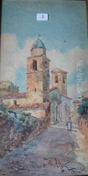 L'eglise Du Cannet En 1917 Oil Painting by Hugues Cossetini