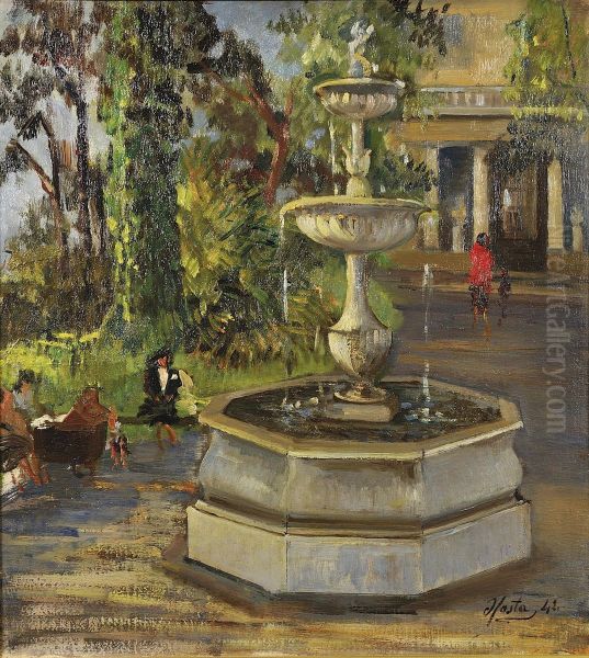 La Fontana Di Villapiaggio Oil Painting by Angelo Costa