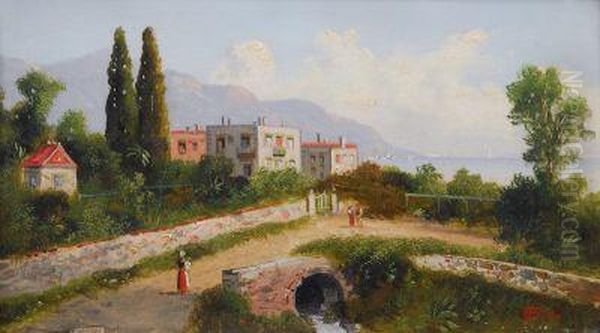 Kuste Bei Nervi Oil Painting by Angelo Costa