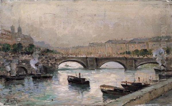 Le Pont Neuf, Paris Oil Painting by Angelo Costa