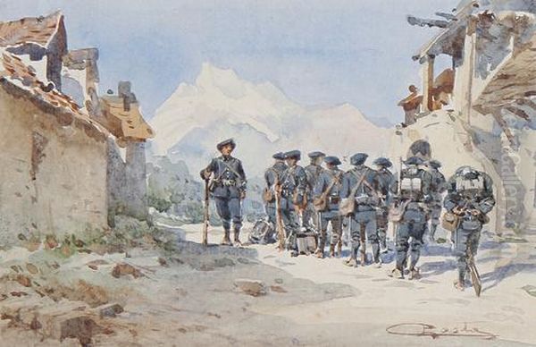 Halte De Chasseurs Alpins Oil Painting by Emmanuel Costa