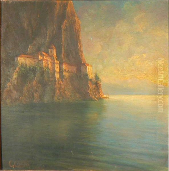 Santuario Sul Lago Oil Painting by Giovanni Battista Costa