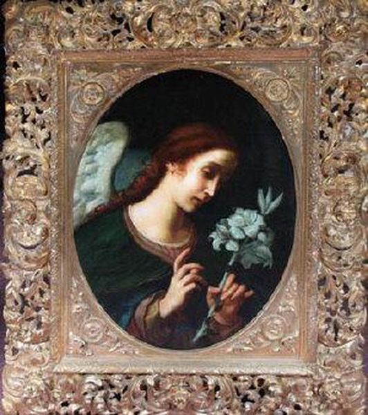 The Angel Of The Annunciation (after Carlo Dolci) Oil Painting by Oreste Costa